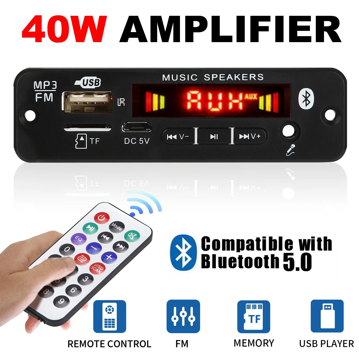  5.0 MP3 ڵ ,  , DIY MP3 ÷̾, ڵ FM  , TF 3.5mm ũ, USB ڵ ȭ, DC 12V, 18V, 40W